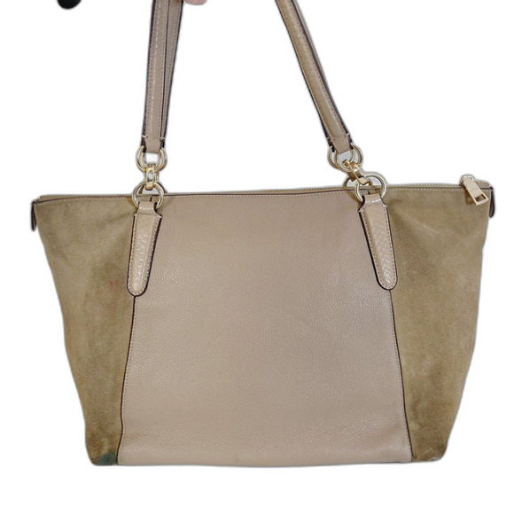 Coach Ava Tote in Taupe Leather and Suede Mixed Fabric Shoulder Bag Purse - Picture 12 of 12